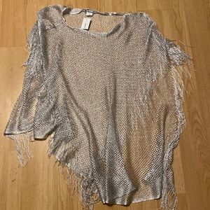 NWT One size silver metallic bathing suit cover up